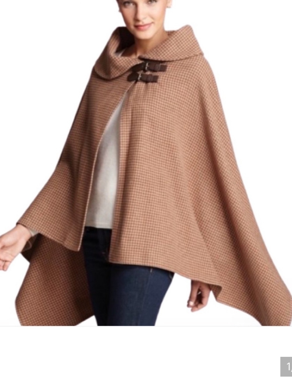 Ralph Lauren Camel Toggle-Front Wool Cape